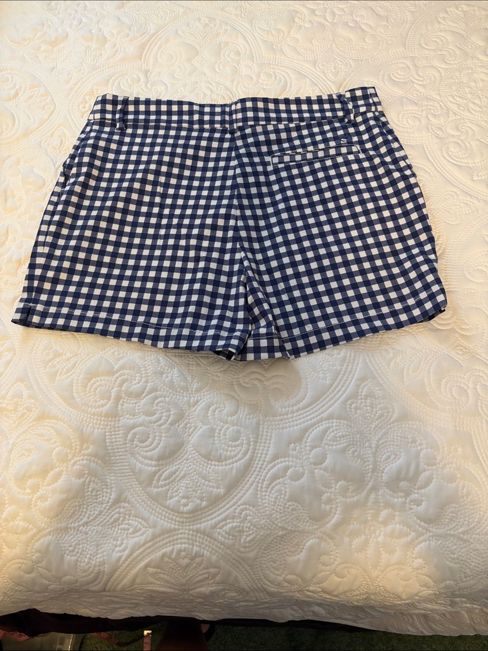 Southern Tide Navy and White Gingham Women's Shorts - Picture 4 of 6